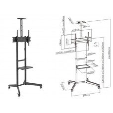 Bratek mobilný stojan pre TV 37"-70" 50kg