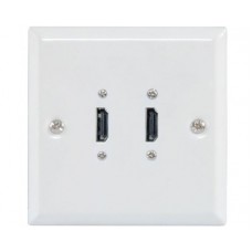 Zásuvka na stenu 2x HDMI kov biela